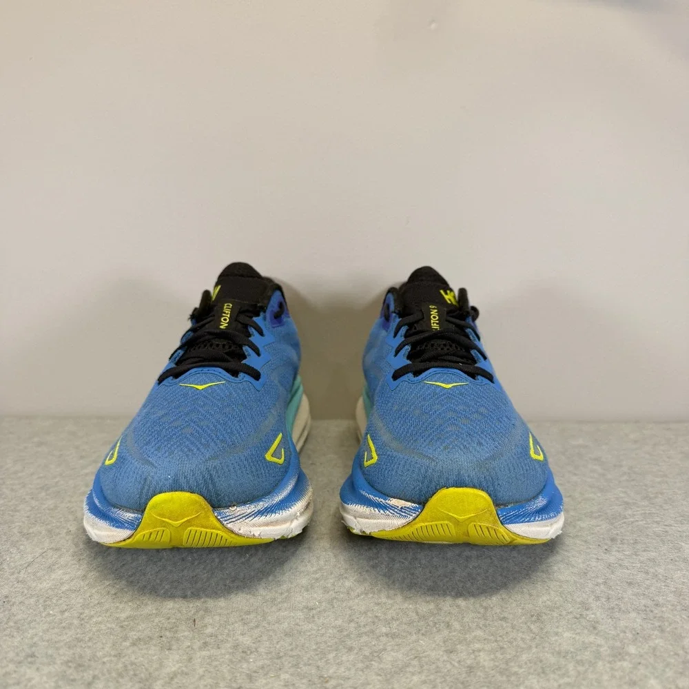 Hoka Clifton 9 Mens Shoes Size 8.5 Blue Yellow Running Sneakers 1127895 VRTL